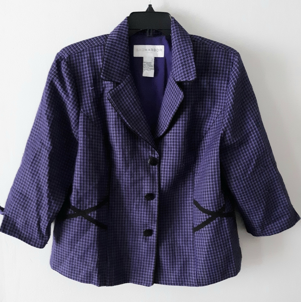 Sag Harbor Purple Checkered Blazer